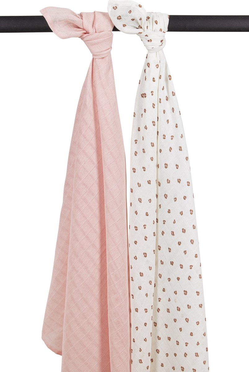 Meyco baby mini panther swaddle - 2-pack - hydrofiel - soft pink - 120x120cm