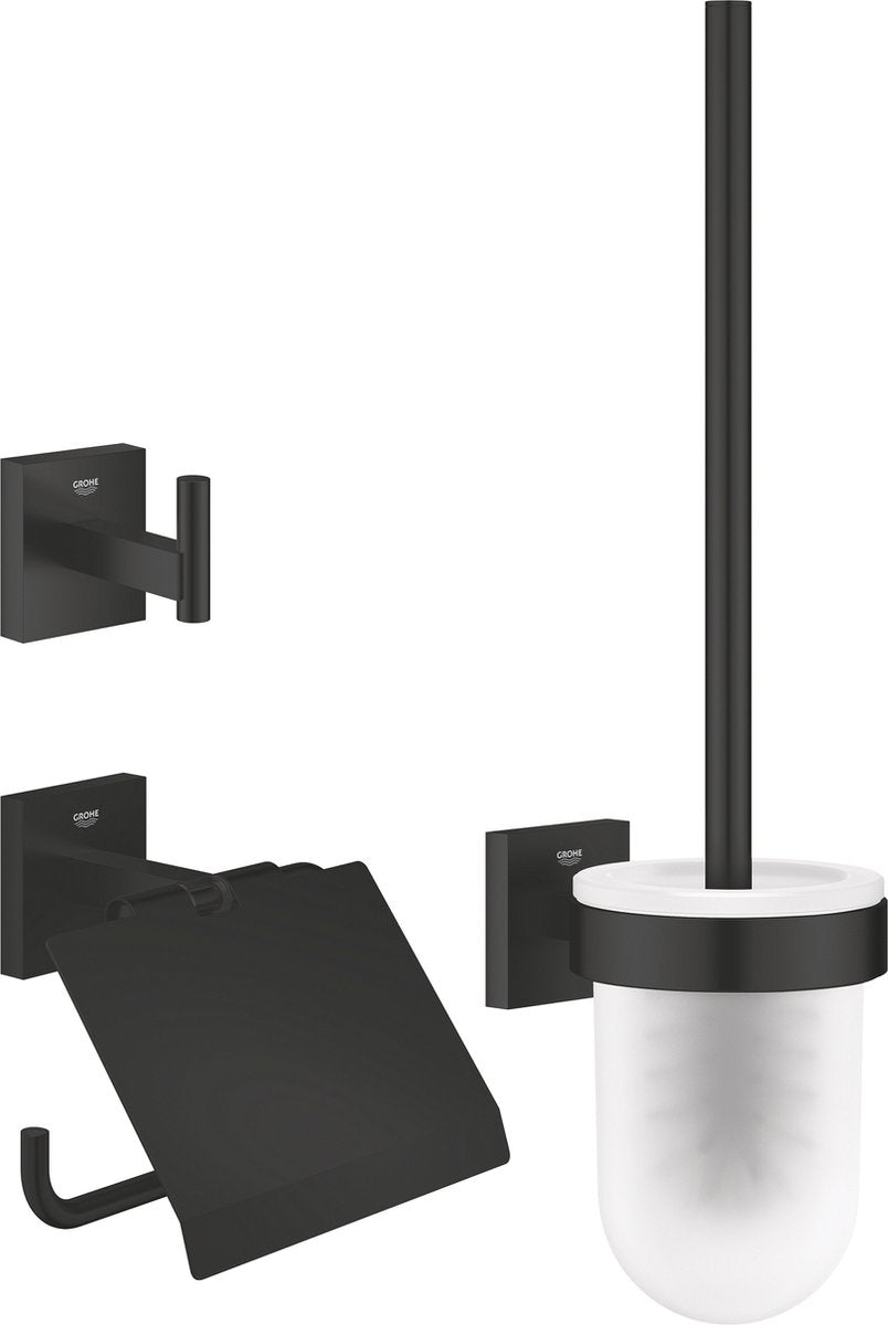 Set di accessori per WC Grohe Quickfix Start Cube 3 in 1 - nero opaco