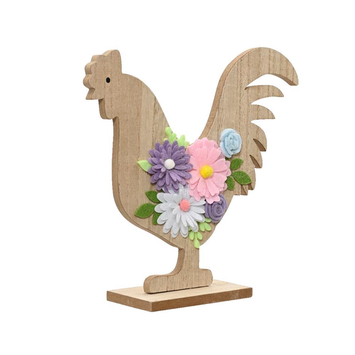 Decoris statua gallo con fiori mdf h20cm