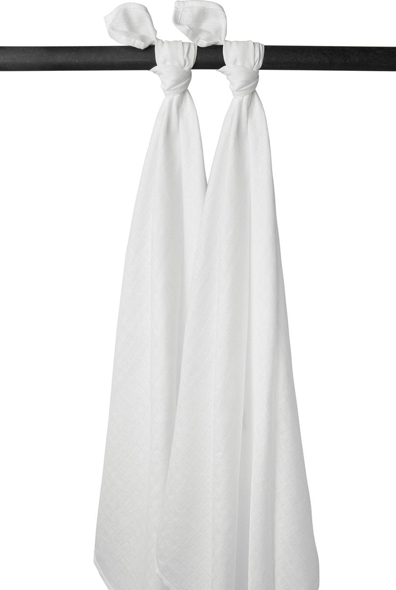Meyco baby uni swaddle - 2-pack - hydrofiel - white - 120x120cm