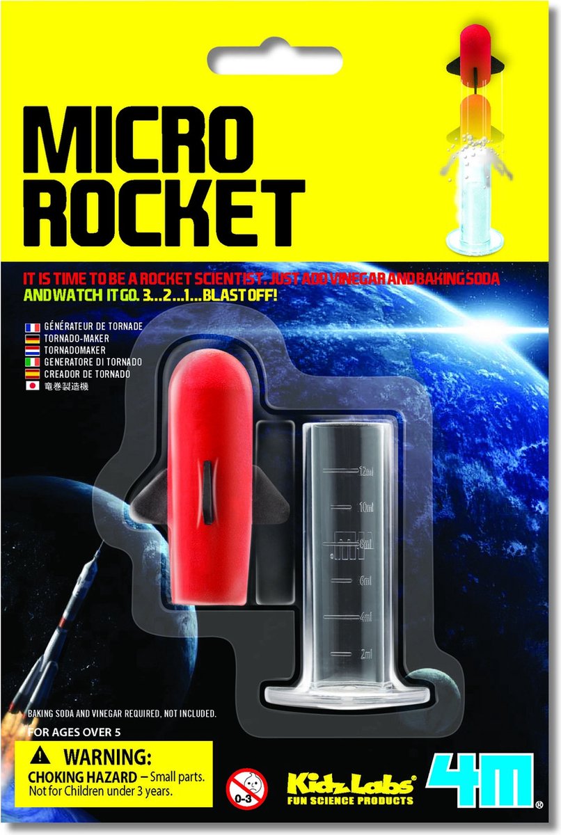 4m scienza e giochi - lancia il tuo micro razzo - versione mini - kidzlabs - 5+