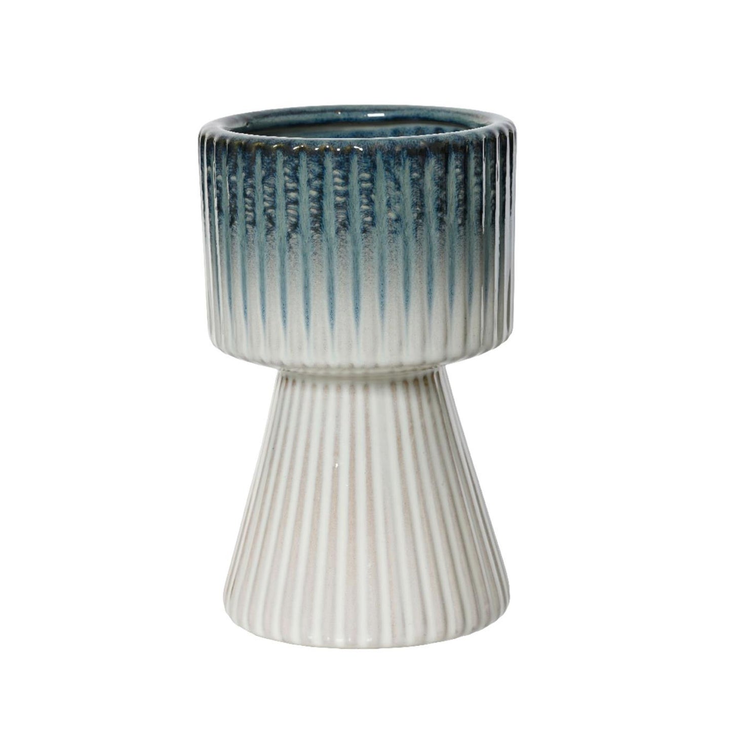Maceta Decoris cerámica ø12x19,5cm azul blanco