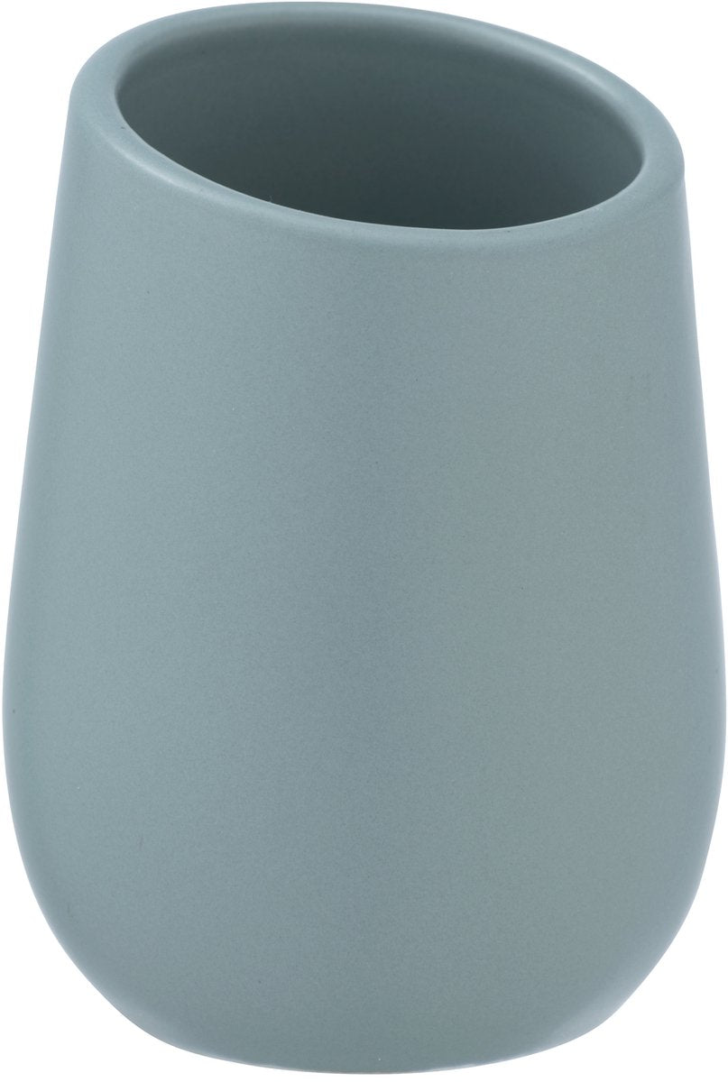Portaspazzolino Wenko badi blu-grigio in ceramica opaca - bicchiere per spazzolini