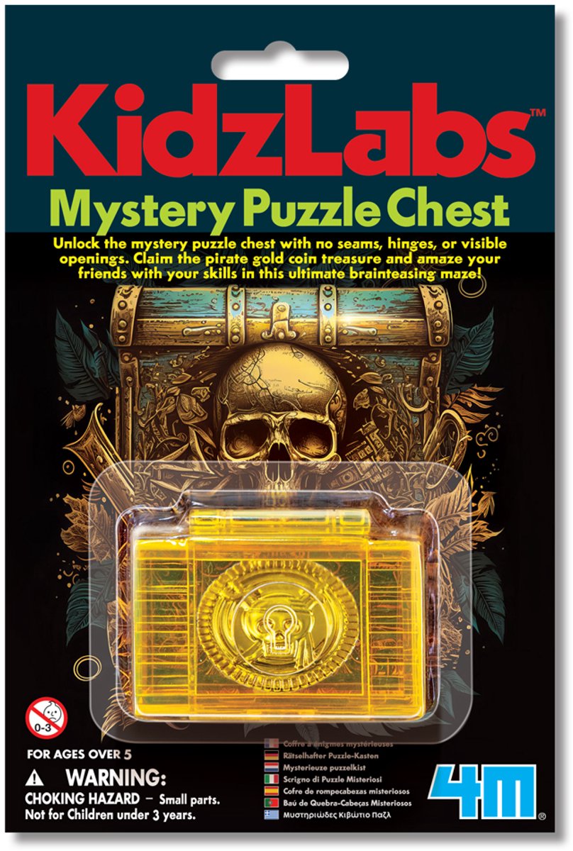 Puzzle iq da 4 m - apri lo scrigno del tesoro segreto - scienza e giochi - rompicapo - kidzlabs - 5+
