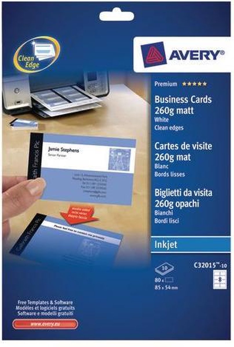 Tarjetas de visita Avery - mate