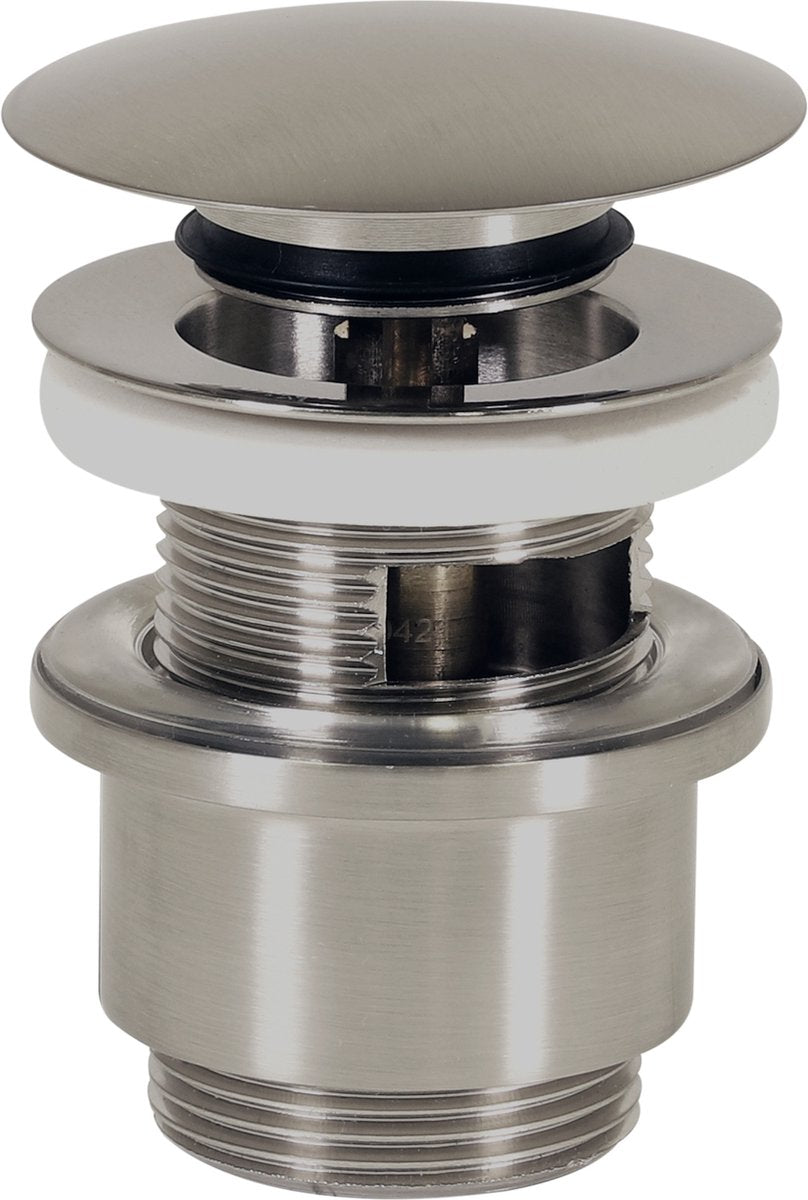 Tappo scarico lavello Plieger – tappo scarico clickwaste 5 4” – clickclack – con troppopieno – acciaio inox