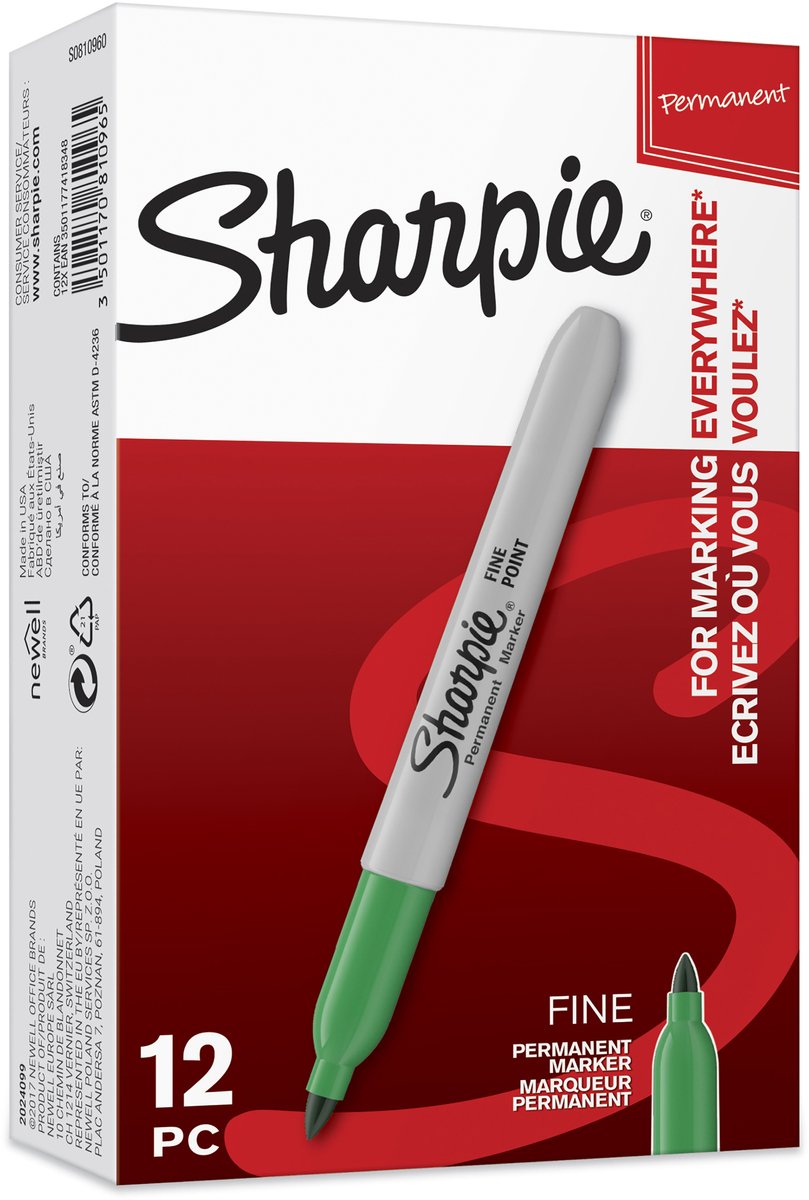 Sharpie permanente markers | fijne punt | groen | 12 stuks