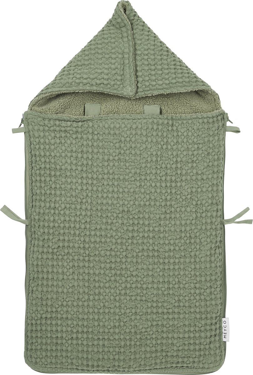 Sacco imbottito per bambini Meyco Waffle - verde oliva - 40x82 cm
