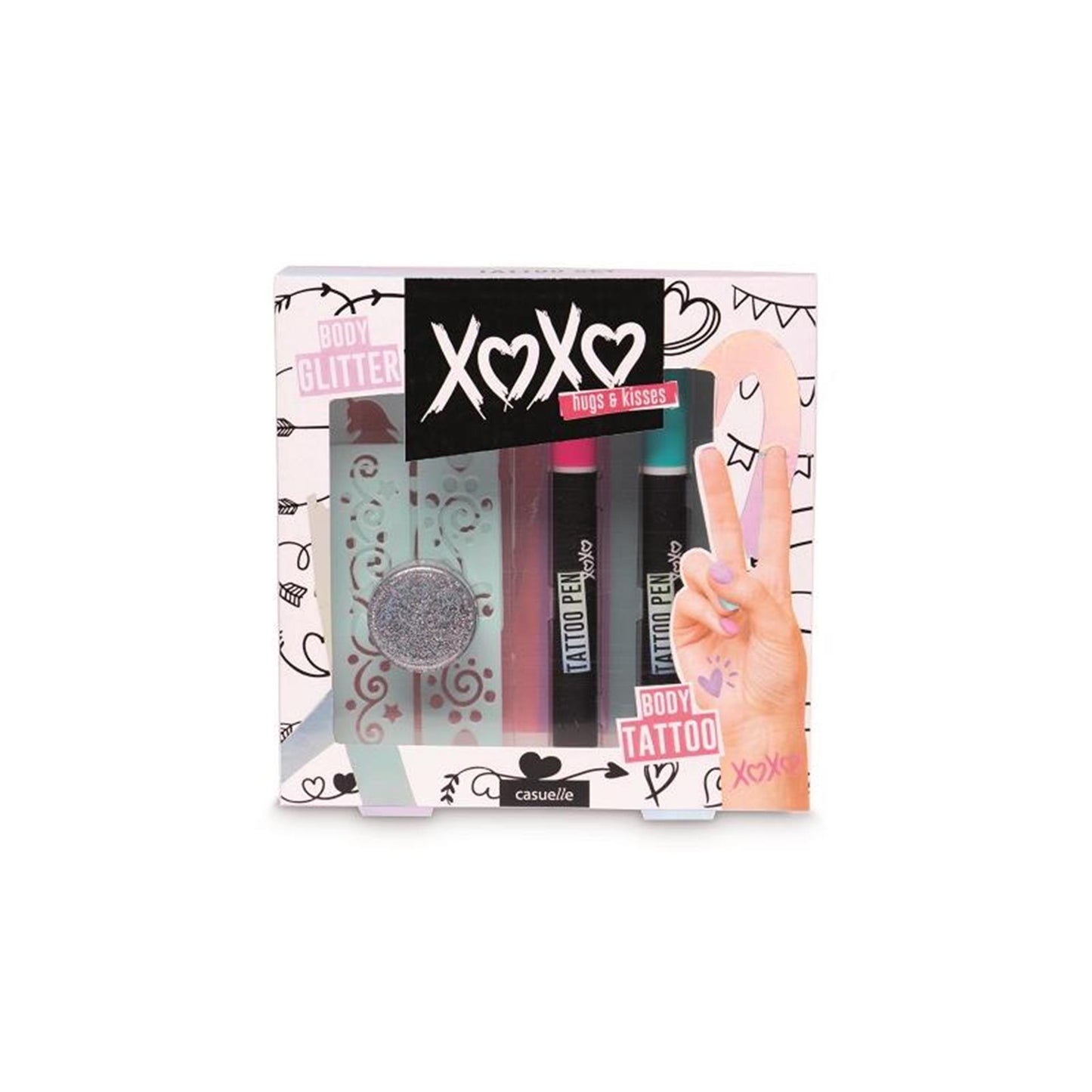 Set di tatuaggi xoxo casual