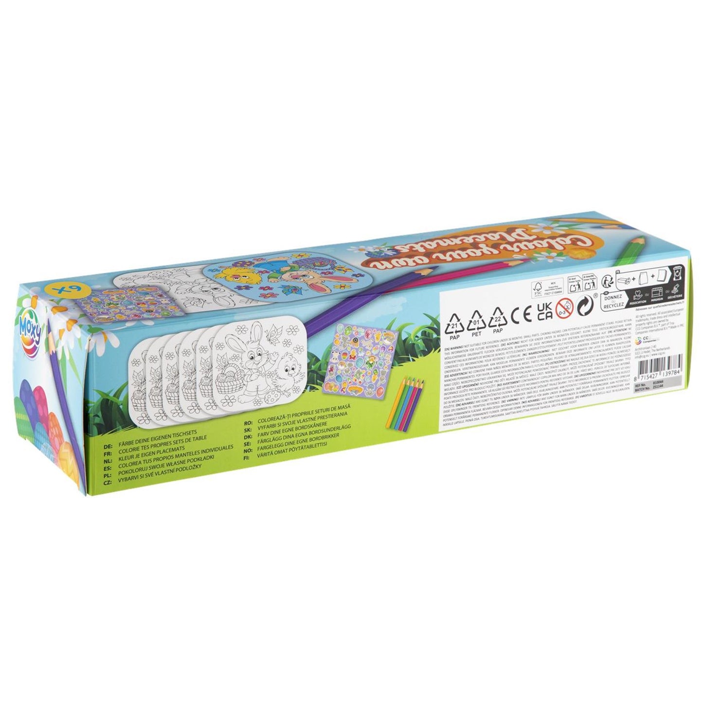 Moxy versier je eigen paas placemats, 6st. (incl potloden stickers)
