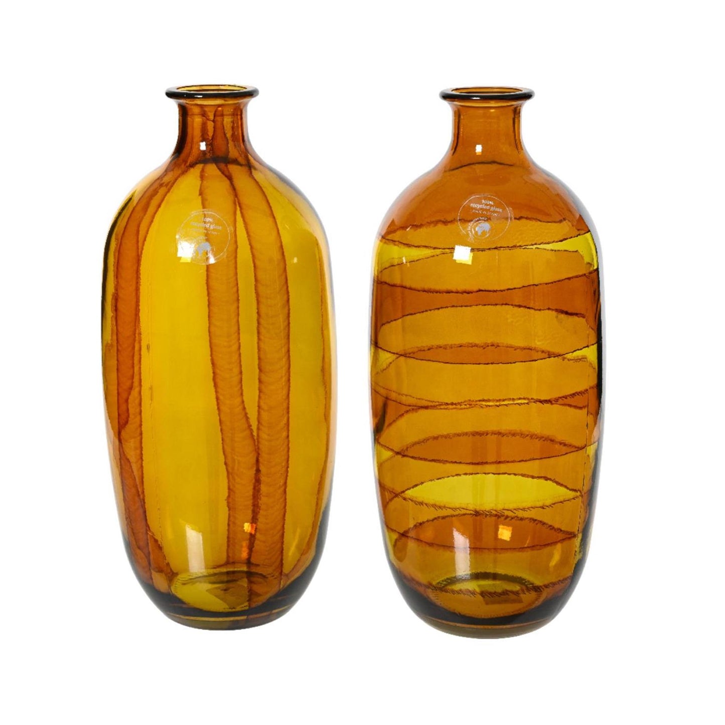 Vaso Decoris in vetro riciclato h31cm giallo