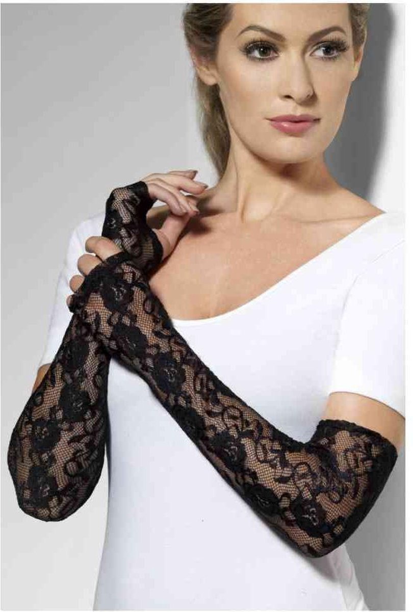 Guanti Fever in pizzo nero senza dita