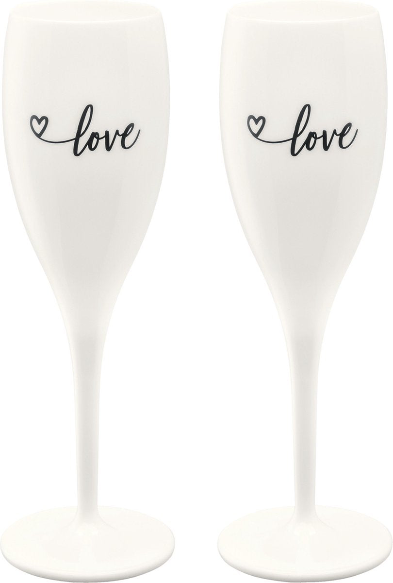 Koziol champagneglas, 0.1 l, set van 2, organic, 'love' - | cheers no. 1