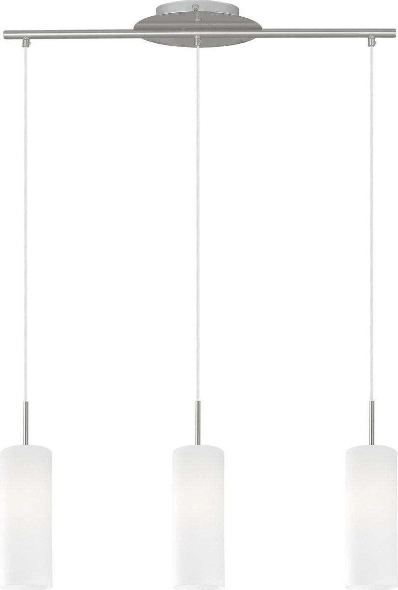 Eglo troy 3 - lampada a sospensione - 3 luci - nichel opaco - laccata bianca