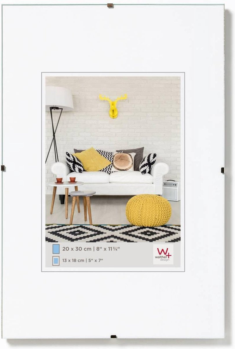 Portafoto Walther senza cornice (cornice a clip) - dimensioni cornice 30x45 cm - vetro trasparente