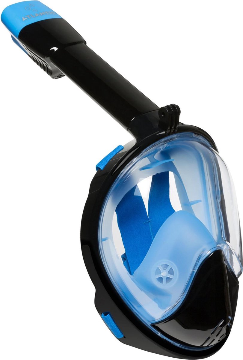 Maschera da snorkeling Atlantis 2.0 - occhialini da sub - boccaglio - set boccaglio - maschera integrale - adulti - nero blu - s m