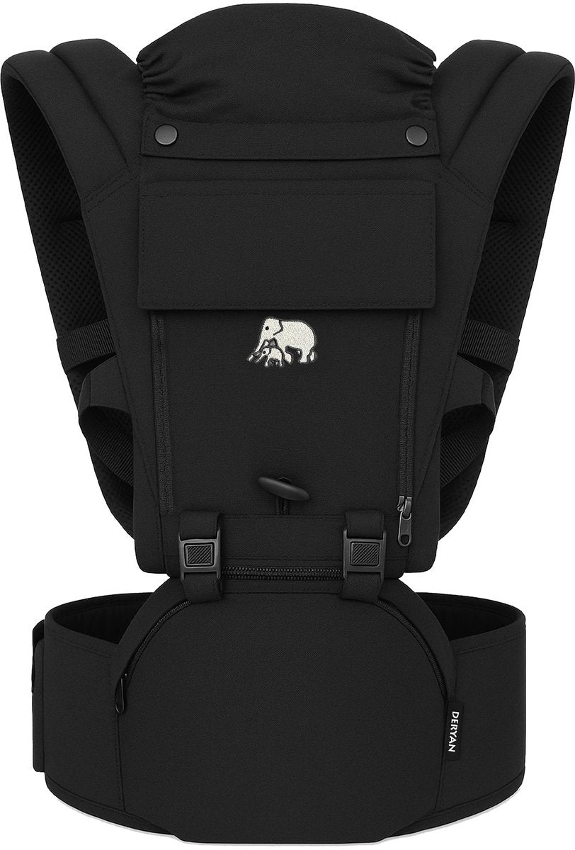 Mochila portabebés ergonómica Deryan pack - portabebés + compartimentos portabebés - negro