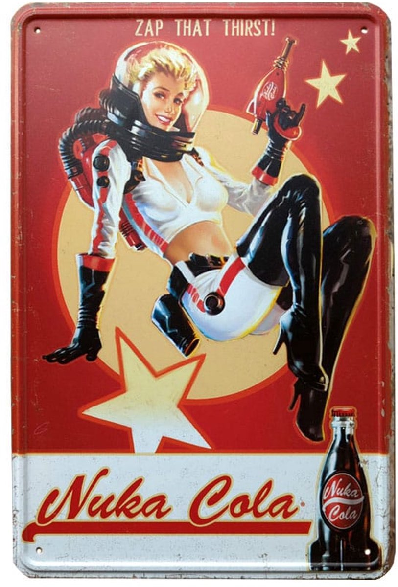 Devplus fallout letrero de metal nuka cola chica carteles de chapa