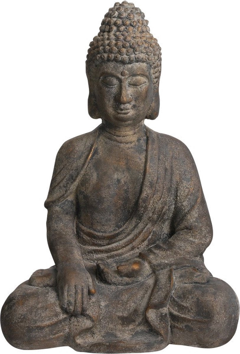 Objeto decorativo de Buda con decoraciones de mica - 46x33x65 cm - gris -