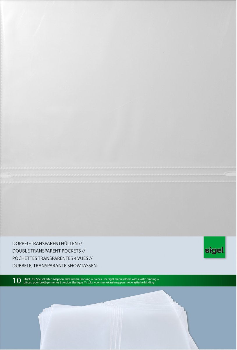 Fundas insertables Sigel - a4 - adecuadas para carpetas de menú - 10 piezas - si-sm180
