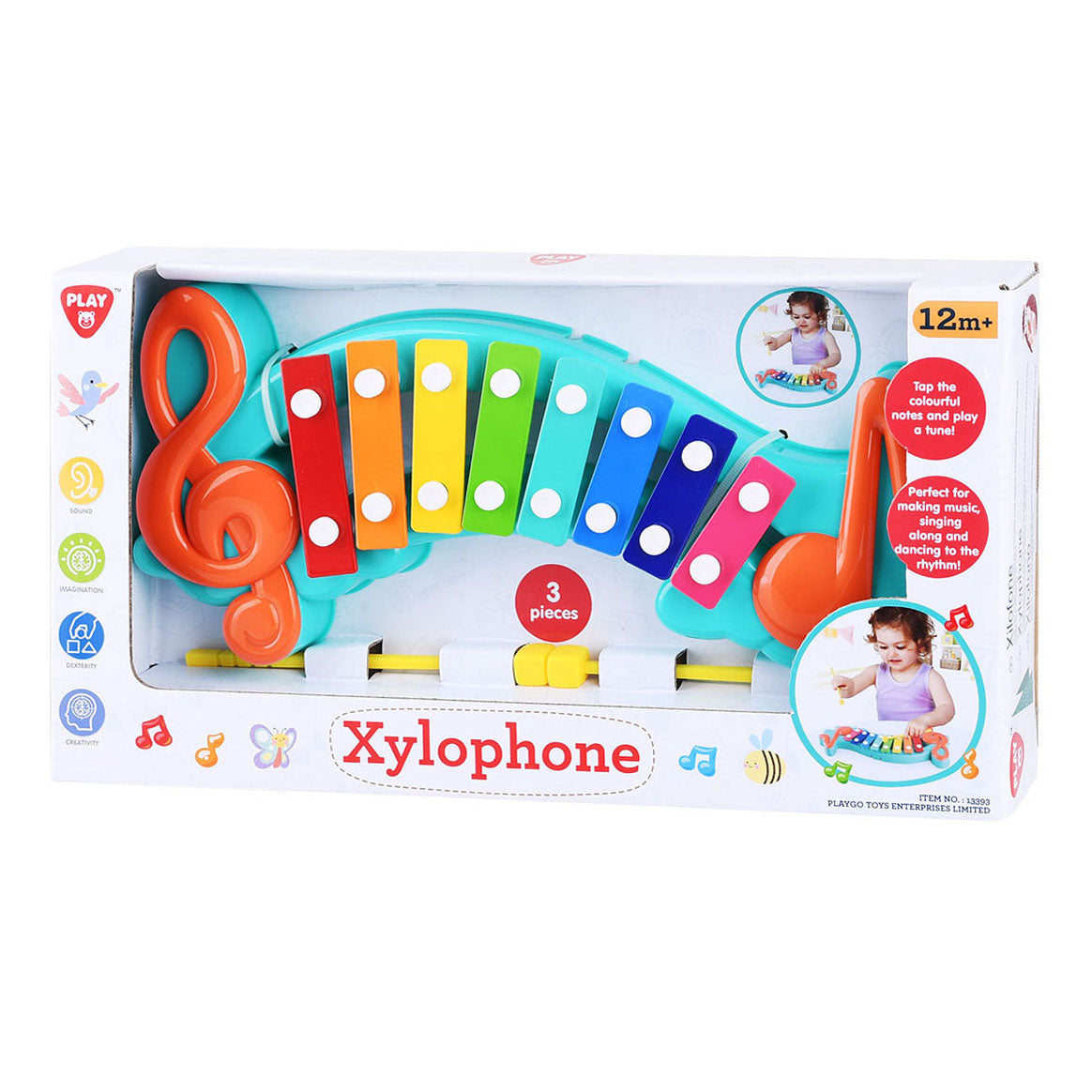 Juega el xilófono con notas musicales, 3dlg.