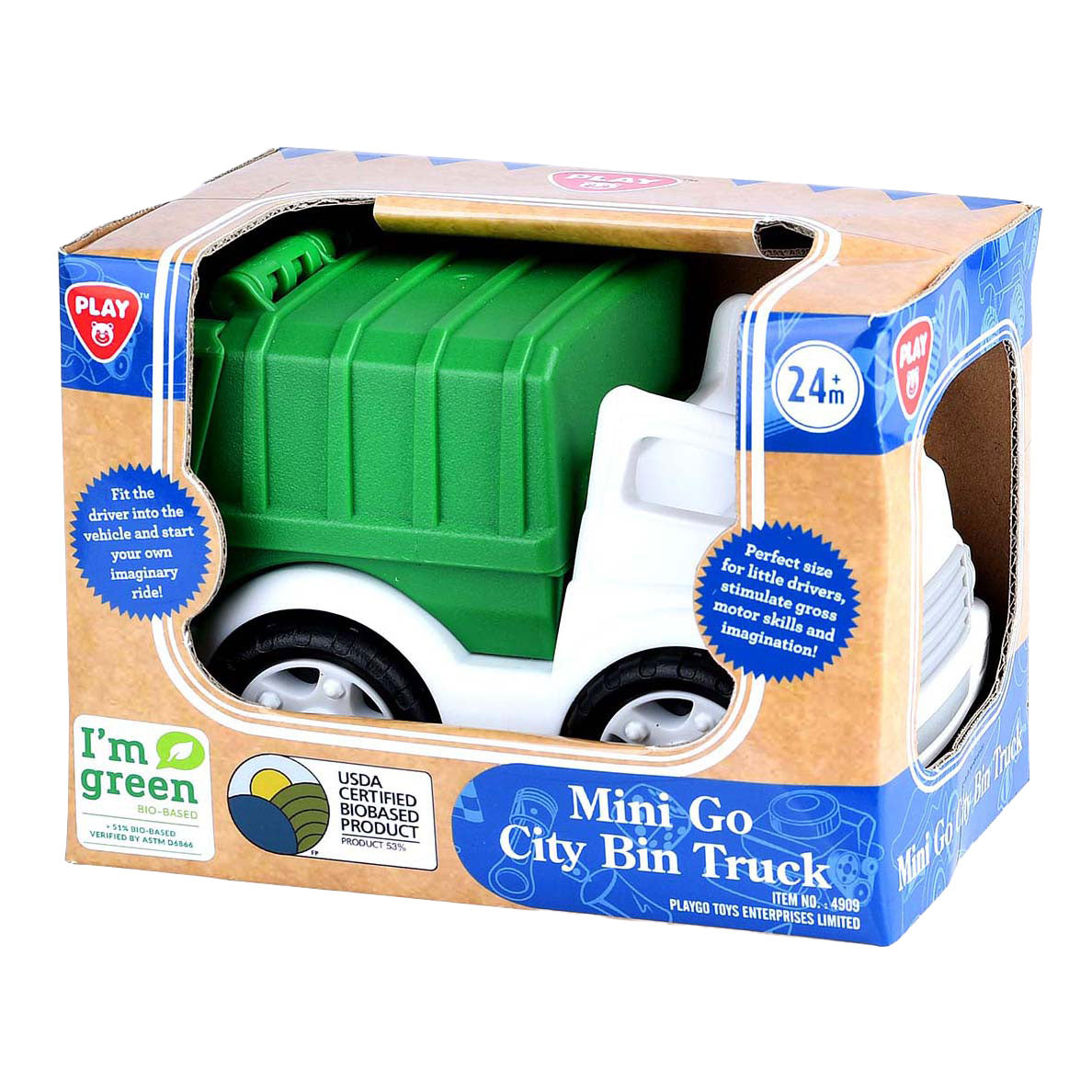 Play Bio Based garbage truck White Green