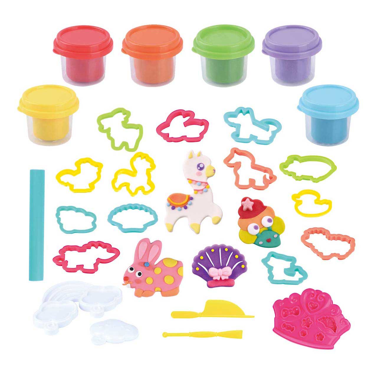 Set de arcilla Playgo animales de granja - 6 vasijas de barro