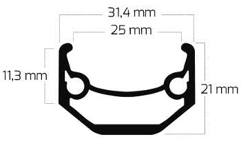 Ryde Velg Andra 40 27,5 650b 584 x 25c Aluminio 36 fori 14g Nero affilato