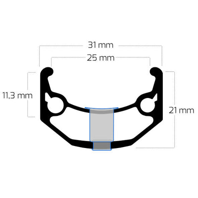 Ryde relg Zac Bull 28 29 622 X 25C Alluminio 36 fori 14g Nero affilato