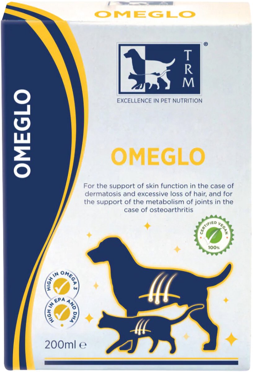 Trm olio spremuto a freddo omeglo 500 ml - acidi grassi omega 3 funzione cutanea - mangime complementare per cani e gatti