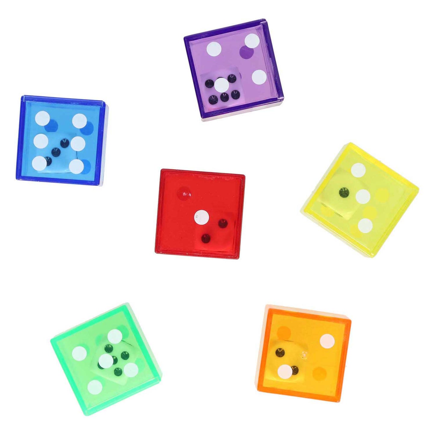 Dados dobles transparentes 2en1 - 6uds.