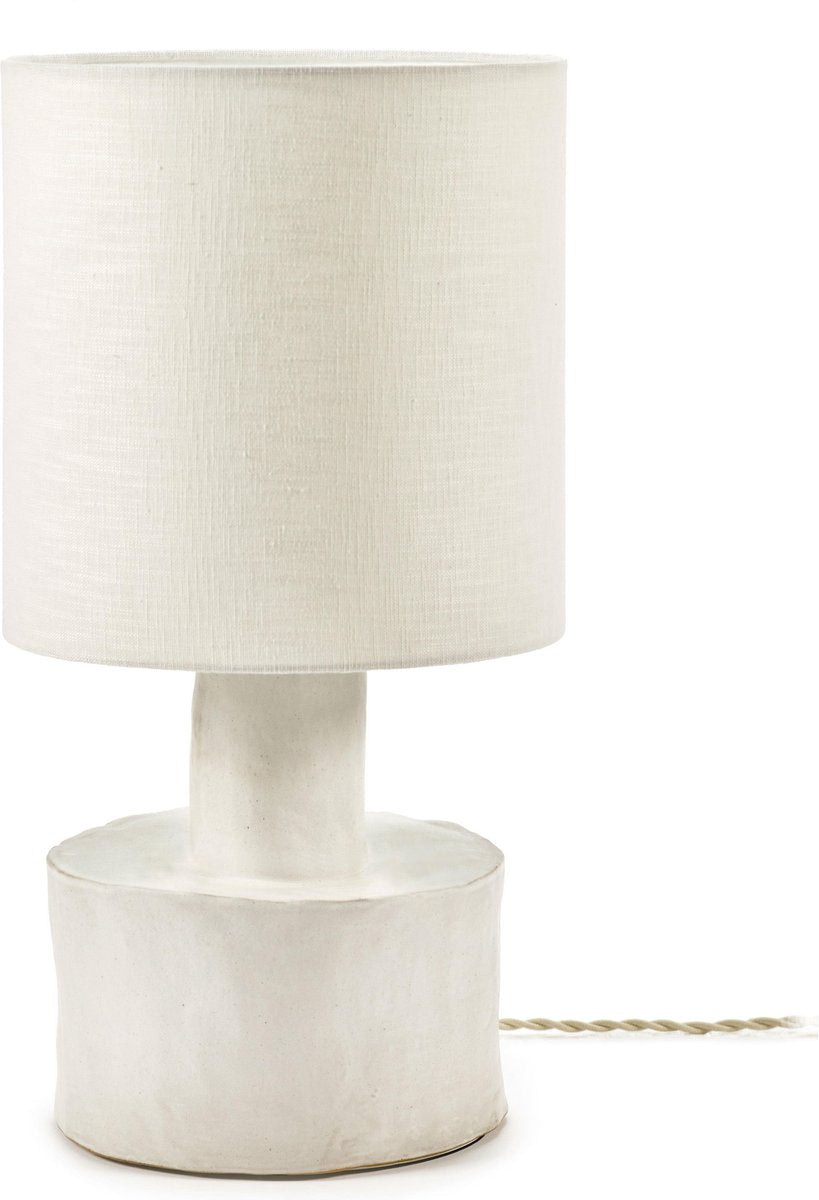 Serax Marie Michielssen Serax lámpara de mesa Catherine gres blanco mate con pantalla de lino ø25 x 47cm
