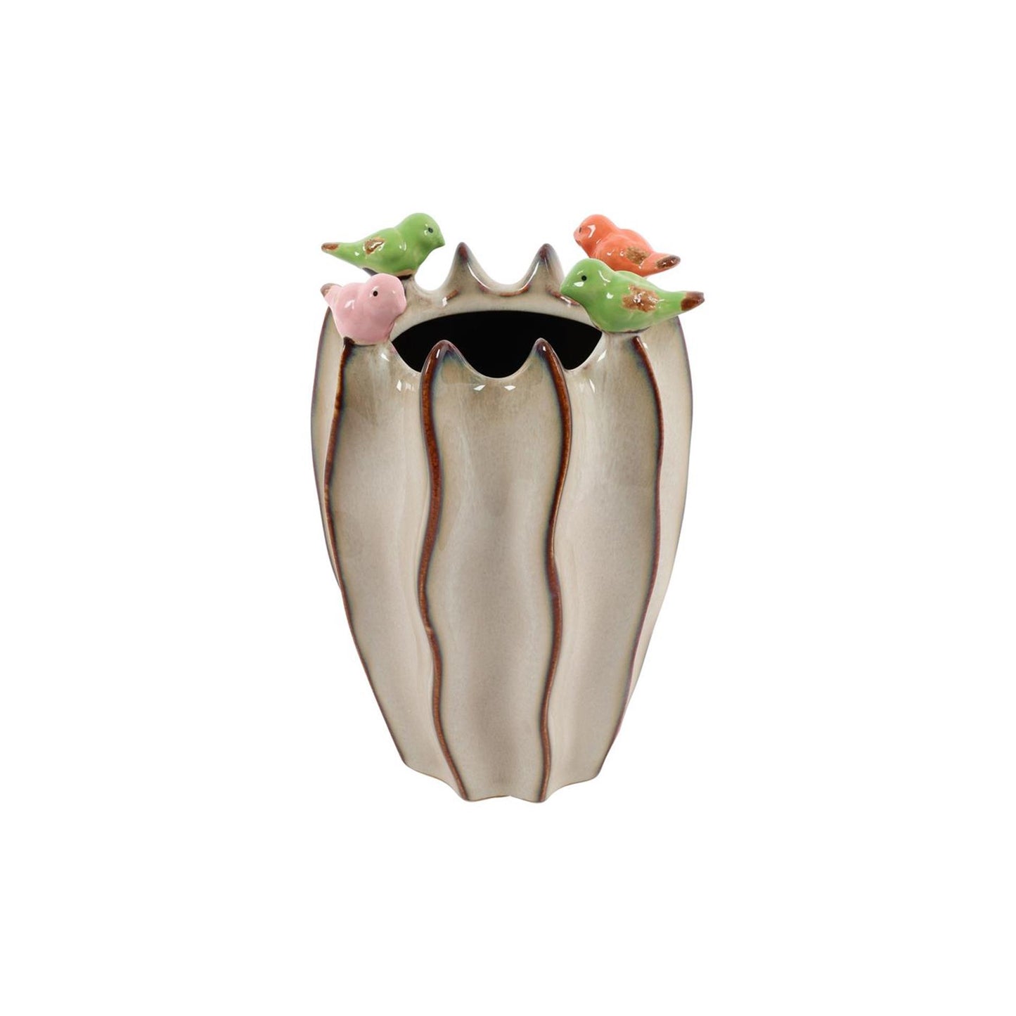 Vaso Countryfield uccelli marrone 12x12x18 cm