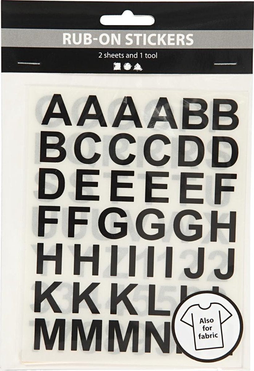 Creative Company Rub-on Adesile Lettere e figure nere, 2 cadute