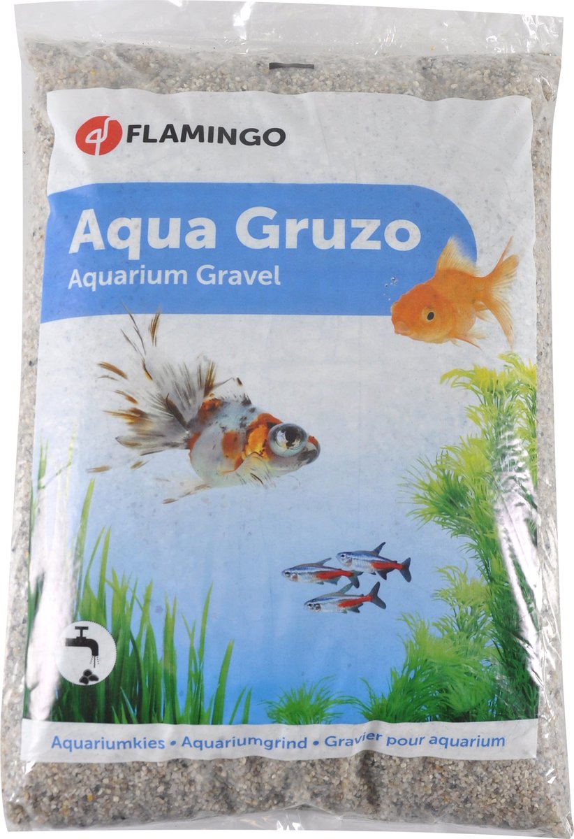 Acuario Flamingo – Grava gruzo fina – Grava de acuario – Grava fina para acuario – Gris – 43x29x7 cm – 10 kg – Listo para usar – Calidad europea