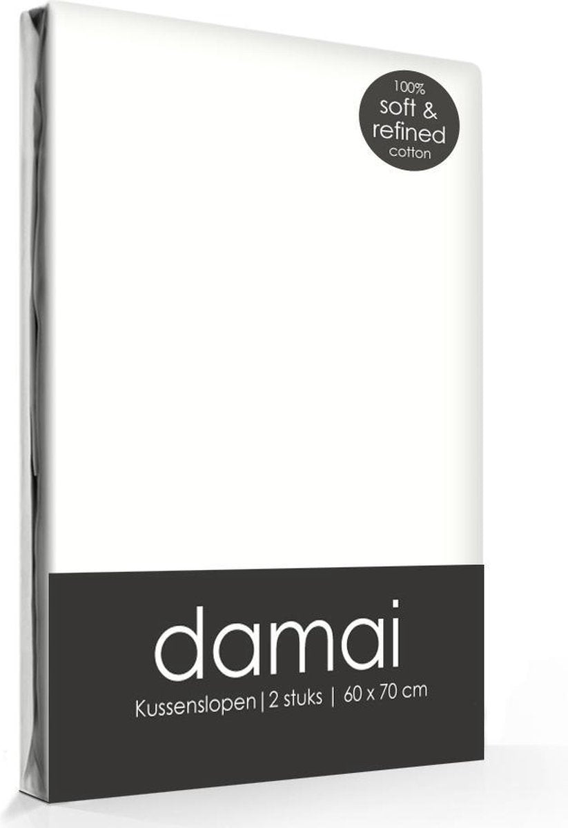 Damai kussensloop - set van 2 - 100% katoen - met hotelsluiting - 40x80 cm - wit