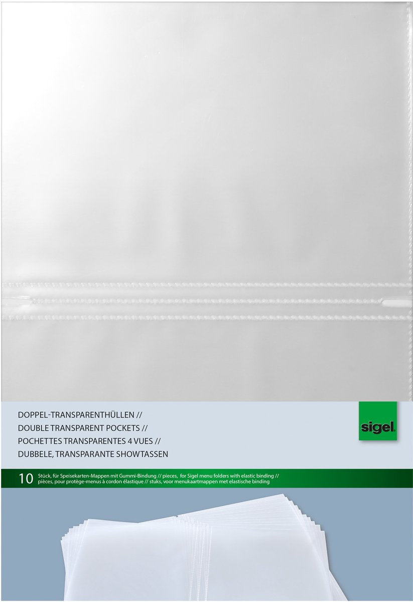 Fundas insertables Sigel - a5 - adecuadas para carpetas de menú - 10 piezas - si-sm181