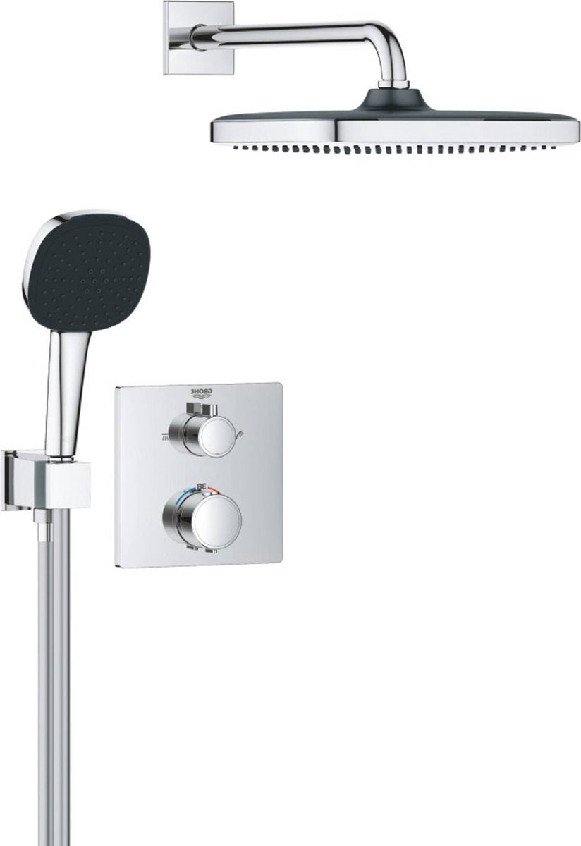 Sistema de ducha empotrado de precisión Grohe - panel de control cuadrado - cromado