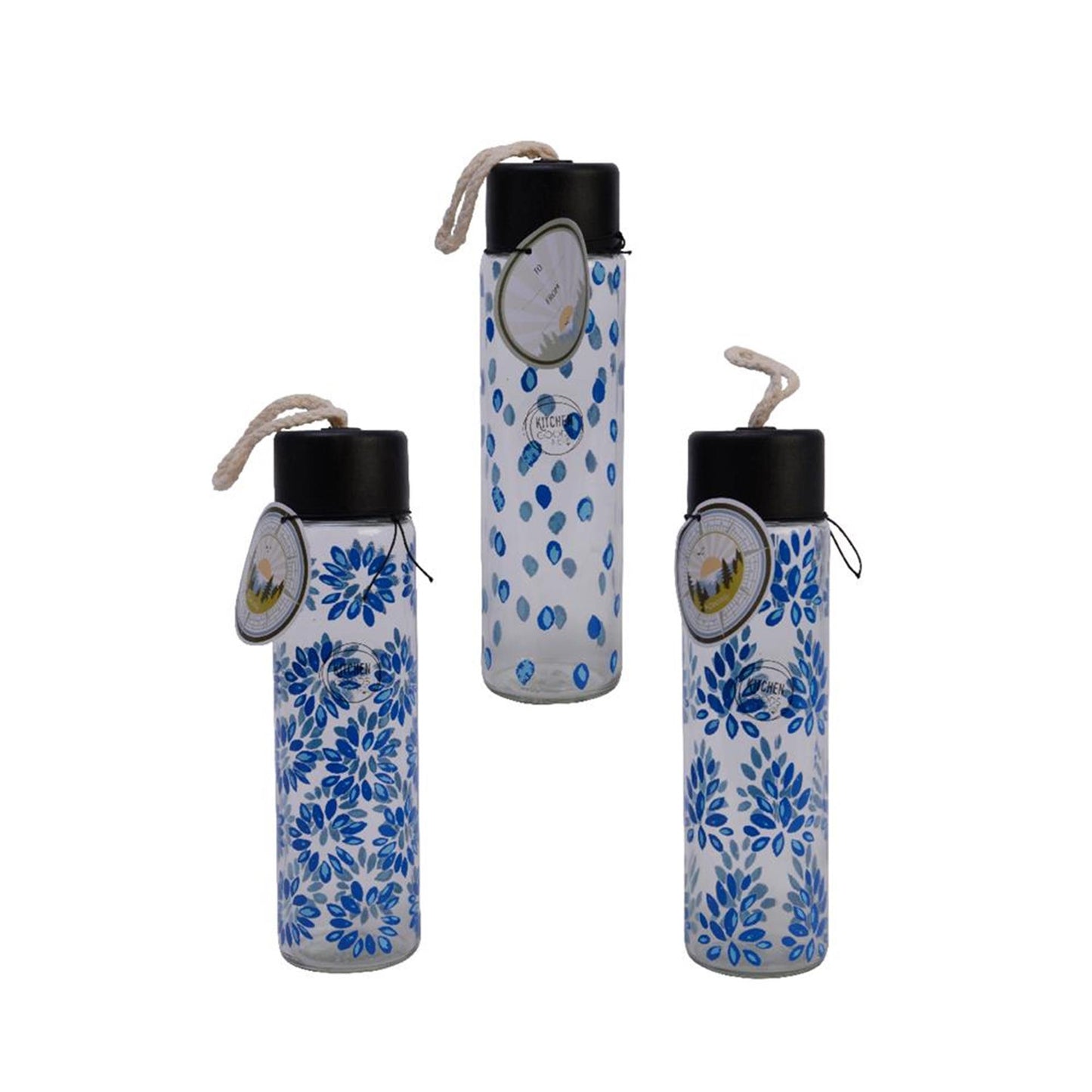 Decoris borraccia in vetro 400ml blu