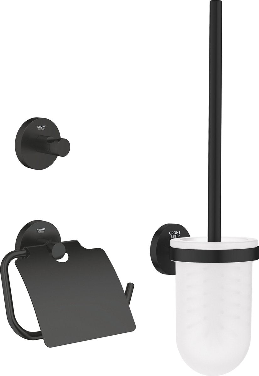 Set accessori WC 3 in 1 Grohe Quickfix Start - nero opaco
