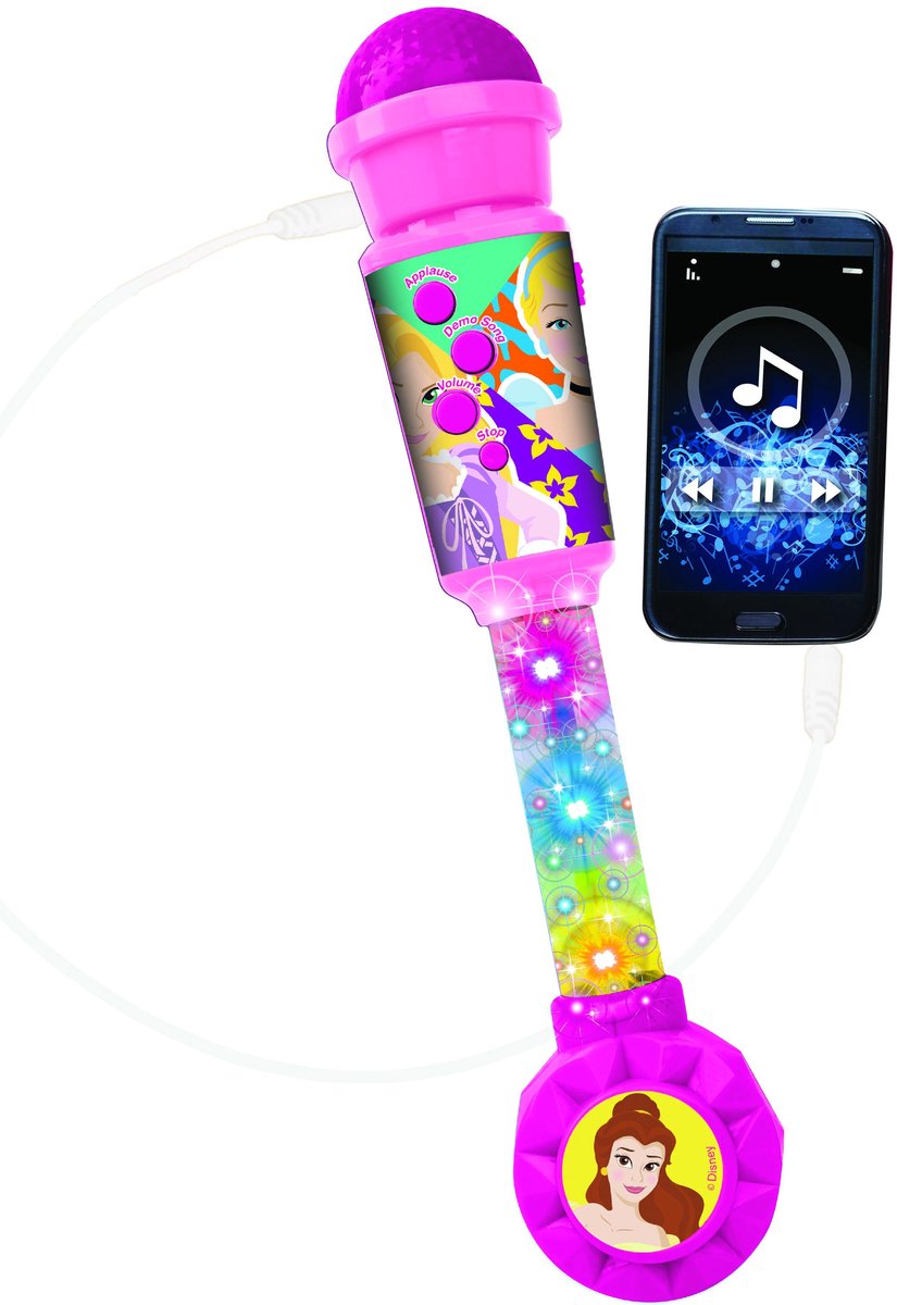 Lexibook Disney Princess micrófono con iluminación de moda con altavoz (entrada auxiliar), melodías y efectos de sonido