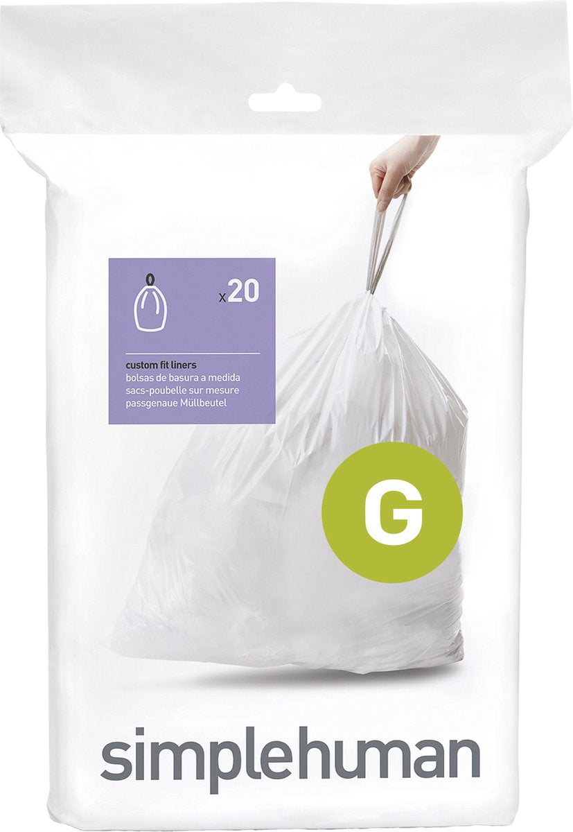 Bolsas de basura Simplehuman code g - 30 litros - 20 piezas - con cordón - blanco