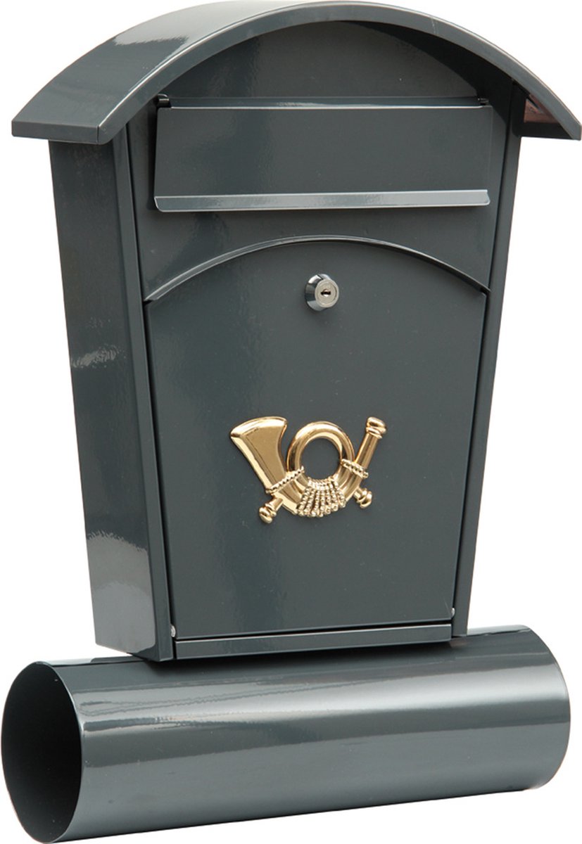 Vorel brievenbus met krantenrol en 2 sleutels - grafiet - 480x280x80 mm