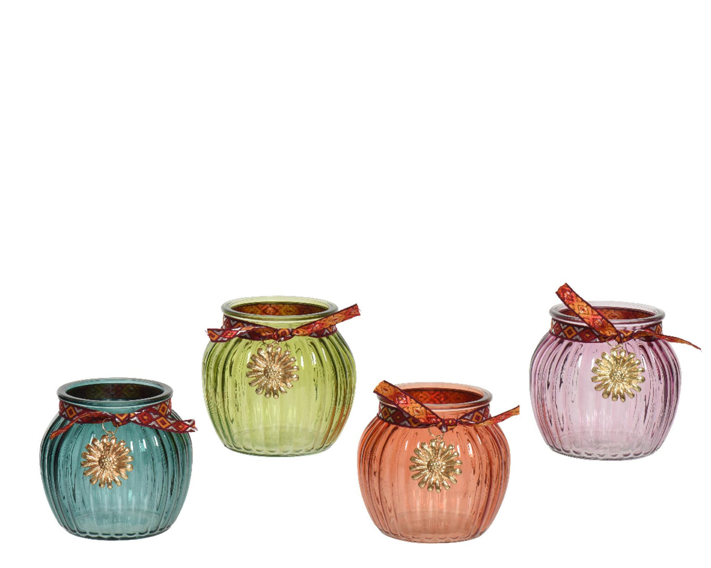 Portavelas Decoris de cristal h10cm con colgante
