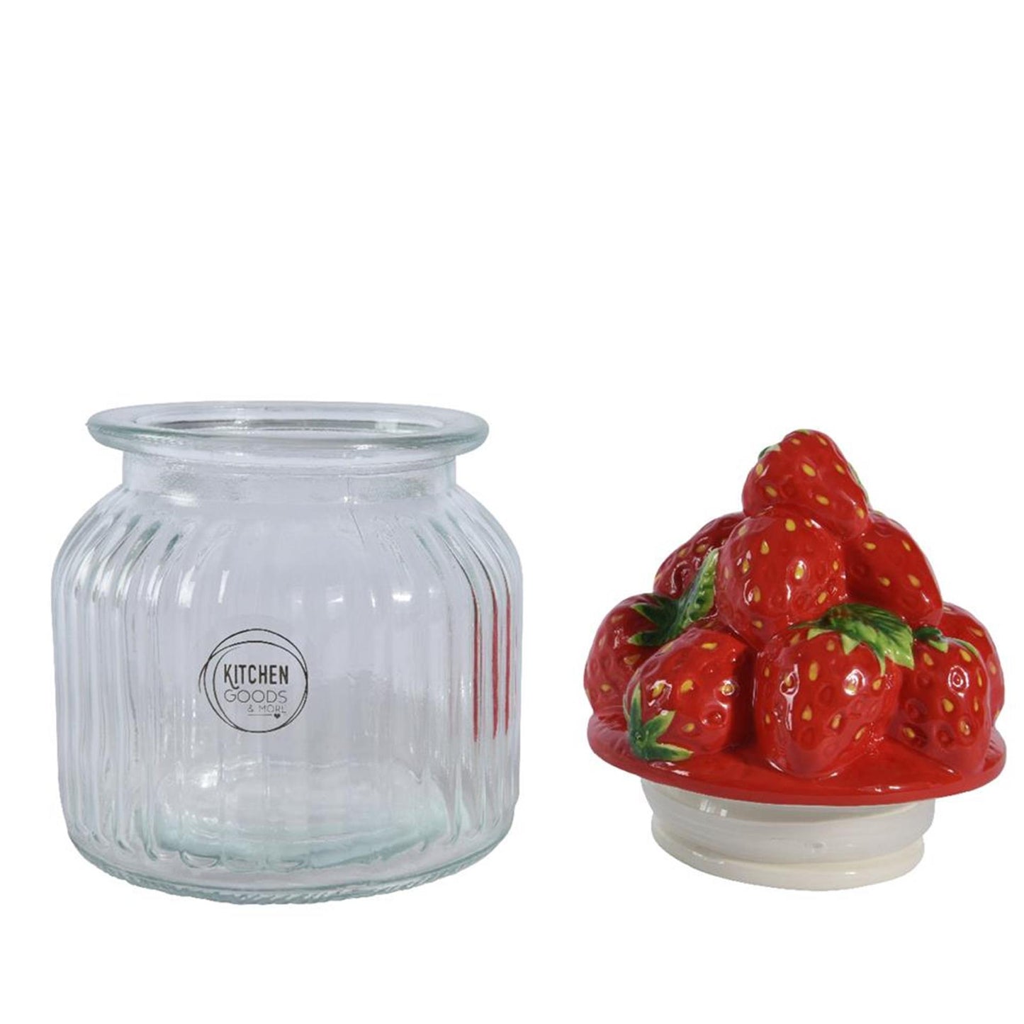 Decoris barattolo porta fragole h19 cm in vetro terracotta