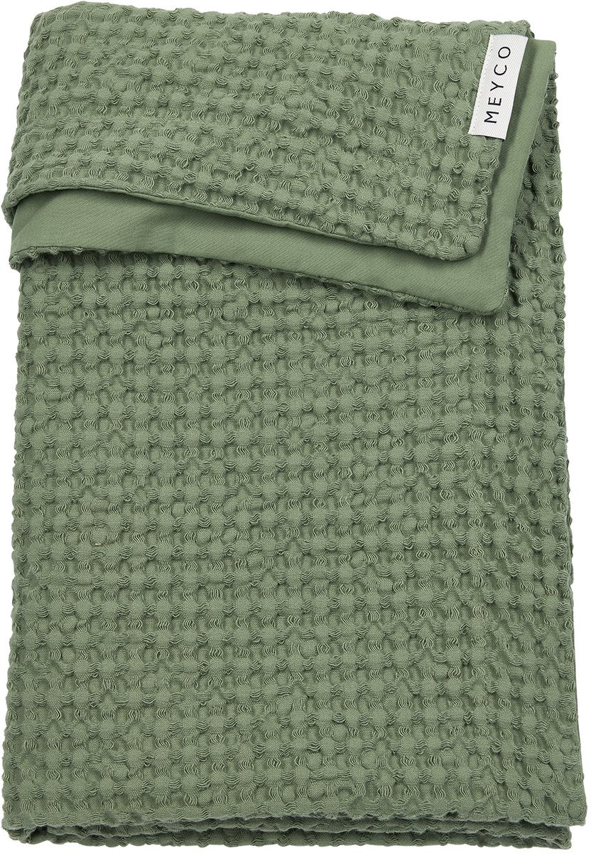 Coperta per culla in cotone waffle Meyco per bambini - verde oliva - 100x150 cm - 1.0 tog