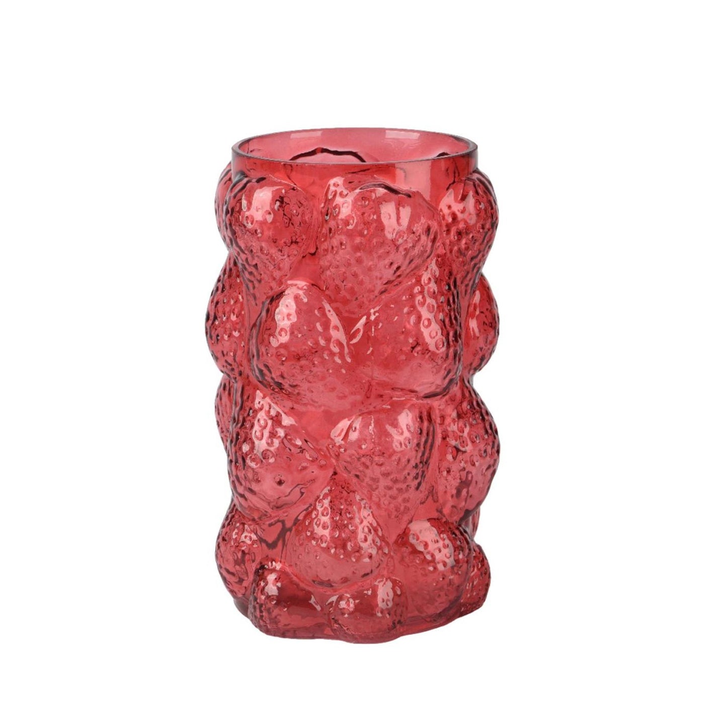 Decoris vaso in vetro h23cm rosso fragola