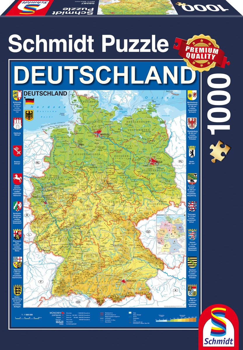 Schmidt - puzzle - mappa della Germania - 1000 pezzi - adulti - da 12 anni