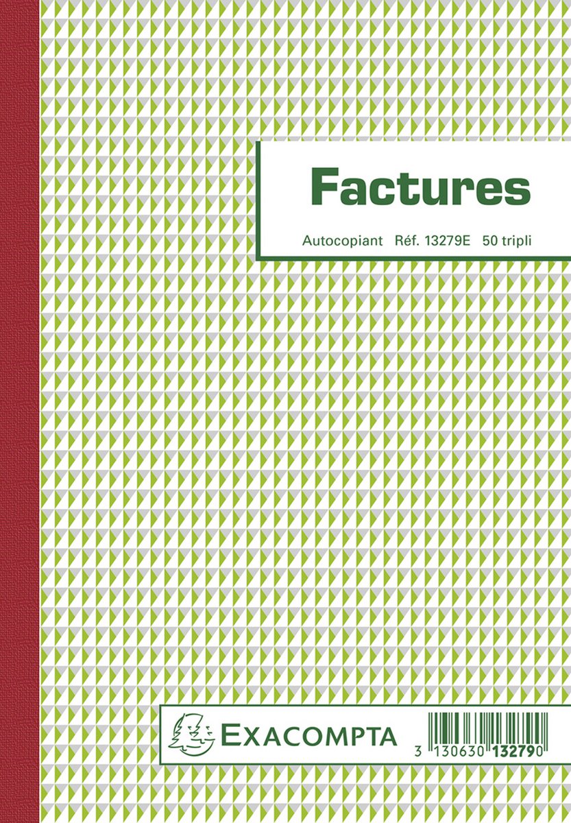 Fatture Exacompta, ft 21 x 14,8 cm, tripli, francese