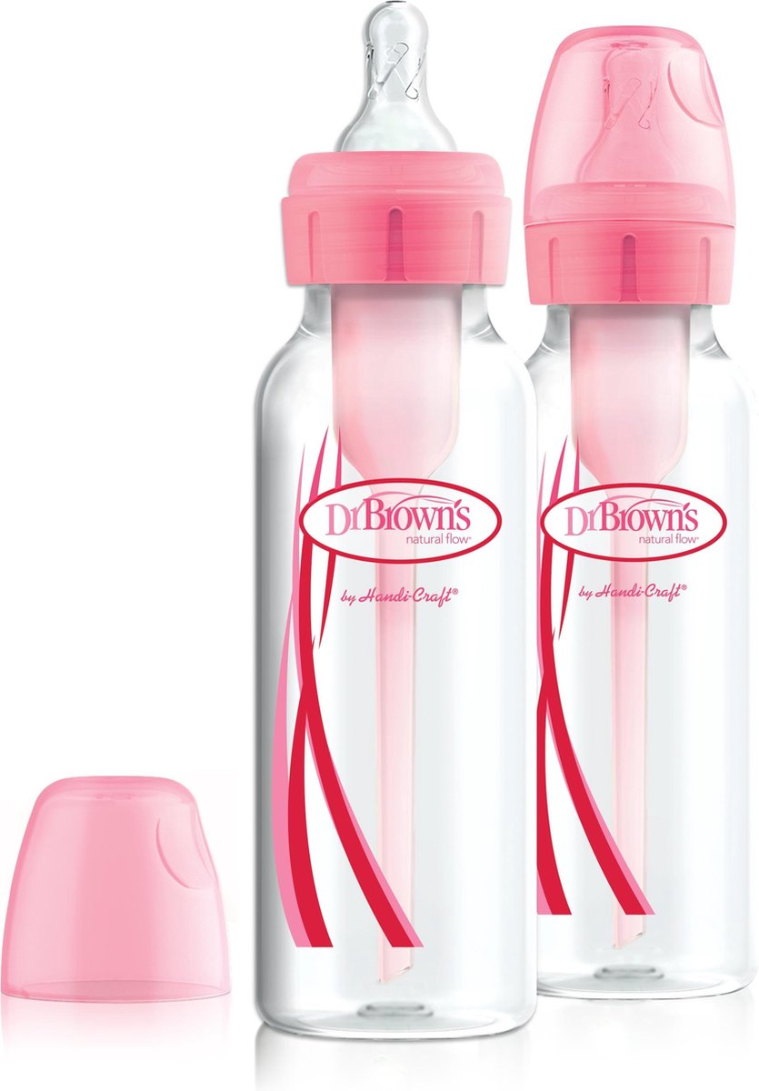 Opzioni Dr. Brown+ biberon anticoliche - biberon a collo stretto - 250 ml - rosa - 2 pezzi